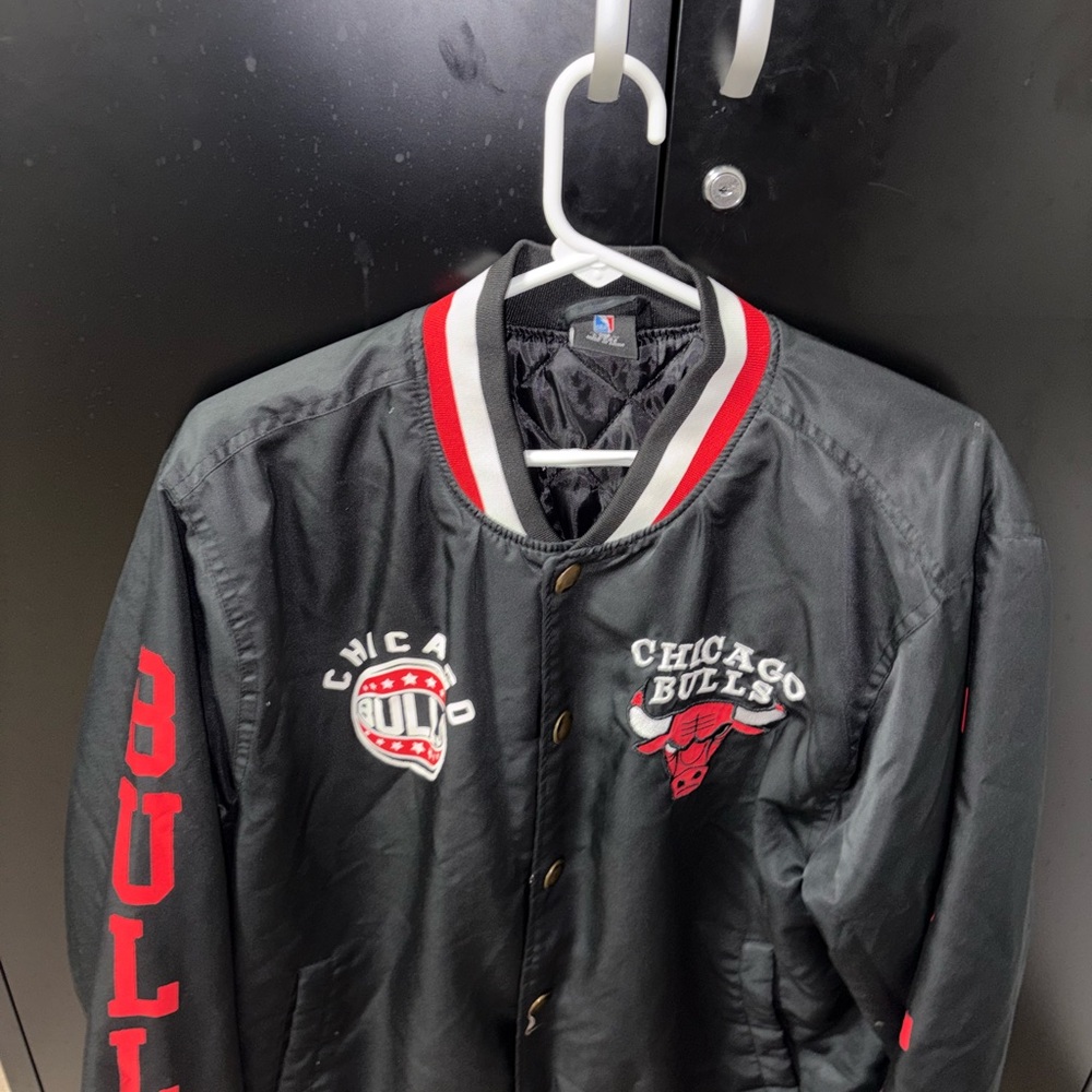 NBA Chicago Bulls Black and Red Varsity Jacket